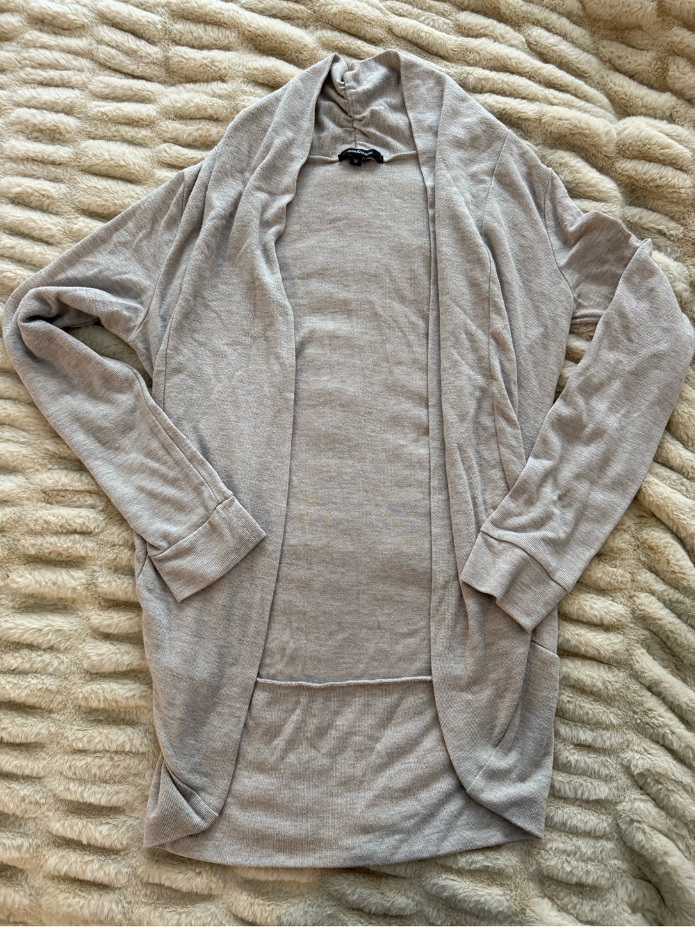 Ambiance Taupe Open Draped Cardigan